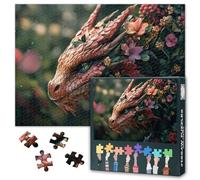 Enchanted Dragon Puzzles for Adults 1000 Pieces, Flowers in Magical Forest Jigsaw Puzzles, Adult Puzzle for Adults, Educational Fun Games or Toys for Elders Friends 20X27 INCH