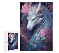 Enchanted Dragon's Garden, 1000 PCS Wooden Picture Puzzle for Grown-Ups, Winter Activity Gift; for Shared Table Time