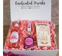 Enchanted Drinks Happy Birthday Gift Set - Luxury Engraved Happy Birthday Box with Pink Glitter Shimmer, Birthday Cake Syrup, Fentimans Rose Lemonade & Luxury Birthday Truffles - Non-Alcoholic Gift