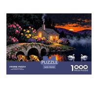 Enchanted Evening Cottage Wooden Jigsaw Puzzle Waterproof 1000 Piece Puzzles for Adults Fun Challenging Games