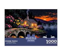 Enchanted Evening Cottage Wooden Jigsaw Puzzle Waterproof 1000 Piece Puzzles for Adults Impossible Home Decoration