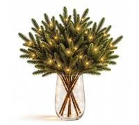 Enchanted Evergreen Olive Branch Artificial OliveStems, Branches Christmas | Lush Norfolk Pine Foliage, Flexible Stems Vase Decor,Light Olive Branch，Artificial Branches Christmas(15*pine)