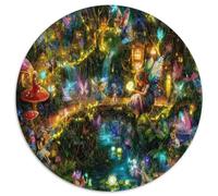 Enchanted Fairy Forest 1000 Piece Jigsaw Puzzle Round Paper Puzzle for Adults Magical Night Scene