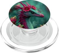 Enchanted Floral Dragon in Rain Creature Fantasy PopSockets PopGrip for MagSafe