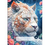 Enchanted Floral Tiger Notebook: Wide Ruled 8.5 x 11 Inches | 110 Pages for Writing and Magical Inspiration | Fantasy Feline with Flowers and Starry Sky for Dreamers
