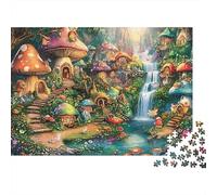 Enchanted Forest 1000 Pieces Mushroom House Paper Puzzle for Adults Brain Training Educational Wall Decor 52x38cm/1000pcs