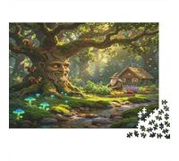 Enchanted Forest Ancient Tree 1000 Piece Jigsaw Puzzle Paper for Adults Relaxing Focus Home Decor Fairy Woodland Atmosphere 52x38cm/1000pcs