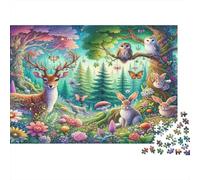Enchanted Forest Animals 1000 Piece Jigsaw Puzzle Paper Puzzle for Adults Magical Wildlife Scene 52x38cm/1000pcs