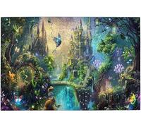 Enchanted Forest at Evening with Castles & Butterflies 1000 Piece Wooden Jigsaw Puzzle for Adults, Family & Friend Gift, 29.5x19.7 Inch