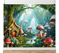 Enchanted Forest Backdrop 10x8ft Fairy Tale Wonderland Background Spring Garden Fantasy Mushroom Woodland Wedding Birthday Photography Backdrops Photo Studio Shoot
