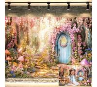 Enchanted Forest Backdrop Fairy Tale Garden Wonderland Mushroom Flowers Butterfly Photography Background for Girls Kids Baby Shower Birthday Party Photo Studio Shoot Booth Props 10x8ft