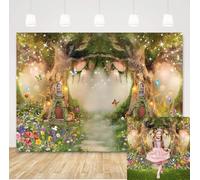 Enchanted Forest Backdropfor Photography Fairy Tale Garden Flowers Butterfly Background Magic Wonderland Backdrop Kids Birthday Baby Shower Party Supplies Photo Booth Shoot (7x5FT)