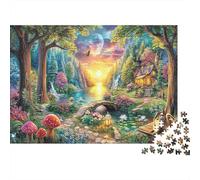 Enchanted Forest Classic 1000 Pc Rigid Cardboard Jigsaw Glowing River Seniors Rainy Day Fun Must-Have for Puzzle Lovers 38x26cm/1000pcs