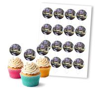 Enchanted Forest Cottage Scene Blue, 16 Wafer Cupcake Stand-Up Toppers