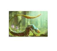 Enchanted Forest Creature Art Print, Mystical Green Dragon Poster, Fantasy Wildlife Wall Decor for Home Office, UnFrame-12x18inch(30x45cm)