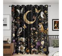 Enchanted Forest Curtain Blackout, Floral Celestial Curtains 42x54, Living Room & Bedroom Decor Drapes, Thermal Insulated Eyelet Magical Night Sky Window Treatments 54 Drop, 2 Panels LUKC1483