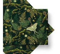 Enchanted Forest Fern Wedding Wrapping Paper, Thick 120GSM Folded Kraft Wrapping Paper Sheets, Dark Botanical Gift Wrap for Bridal Shower & Engagement, Secret Garden Romance