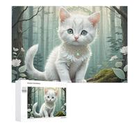 Enchanted Forest Kitten Jigsaw Puzzle, 1000 PCS, Relaxing Activity for Adults, An Engaging Indoor Activity for Quiet Evenings, at Home