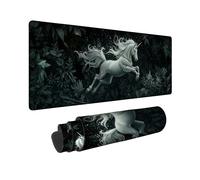 Enchanted Forest Large Gaming Mouse Pad, Mystical White Magical Horse Design, Rubber Non-Slip Washable Mousepad for Home and Office, Fantasy Style 16x36 Inch