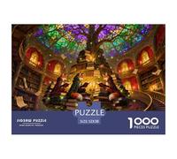 Enchanted Forest Library Wooden Jigsaw Puzzle Waterproof 1000 Piece Puzzles for Adults Impossible Challenging Games