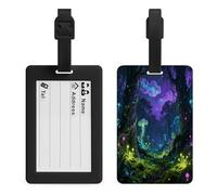 Enchanted Forest Luggage Tag Suitcase Marker Travel Baggage Identifier with Boarding Card Holder Sturdy TPU Travel Label for Suitcases and Work Bags