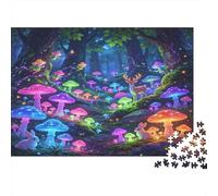 Enchanted Forest Mushrooms 1000 Piece Jigsaw Puzzle Paper for Adults Magical Night Scene Puzzle Game for Family Home Decor Gift 52x38cm/1000pcs