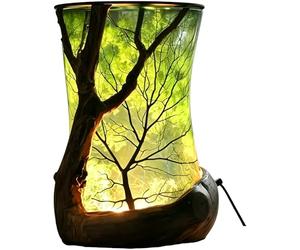 “Enchanted Forest” Nature-Inspired Ambient Lamp, Tree Silhouette Night Light, Leaf Glow Forest Lamp for Bedroom, Desk Decor, Cozy Mood Lighting Gift