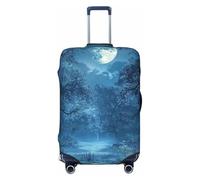 Enchanted Forest Night Sky with Moon Tree Elastic Travel Luggage Cover Suitcase Protector, Print Suitcase Baggage Cover Anti-Scratch