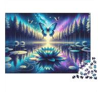 Enchanted Forest Pond Scene 1000-Piece Puzzle for Adults, 52x38cm/1000pcs, Smooth White Card with Reduced Dust; Shared Family Time Around The Table