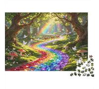 Enchanted Forest Rainbow Path 1000 Piece Jigsaw Puzzle Paper for Adults Peaceful Nature Scene Jigsaw Puzzle for Family Home Decoration Relaxation Gift 52x38cm/1000pcs