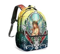 Enchanted Forest Stag Rabbit Mandala 16 Inch Backpack, All Over Print Psychedelic Magic Art School Bag for Children (09)