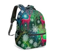 Enchanted Forest Stag Rabbit Mandala 16 Inch Backpack, All Over Print Psychedelic Magic Art School Bag for Children (11)