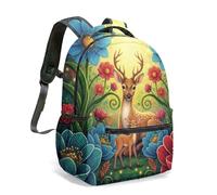 Enchanted Forest Stag Rabbit Mandala 16 Inch Backpack, All Over Print Psychedelic Magic Art School Bag for Children (04)
