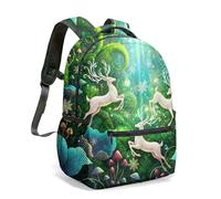 Enchanted Forest Stag Rabbit Mandala 16 Inch Backpack, All Over Print Psychedelic Magic Art School Bag for Children (08)