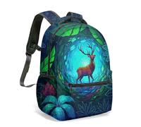 Enchanted Forest Stag Rabbit Mandala 16 Inch Backpack, All Over Print Psychedelic Magic Art School Bag for Children (07)