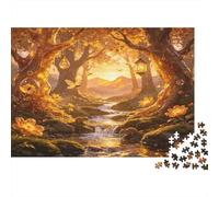 Enchanted Forest Stream 1000 Piece Jigsaw Puzzle Paper Adult Night Fantasy Relaxation Focus Home Decoration Gift 38x26cm/1000pcs