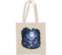 Enchanted Forest Under a Full Moon Natural Cotton Tote Bag White