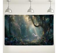 Enchanted Forest Wall Backdrop, Mystical Magical Horse Fantasy Decoration, Dreamy Nature Background for Photography Party Booth Supplies 71x43 Inch