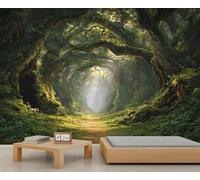 Enchanted Forest Wall Mural Magical Forest Murals Sunlit Path Mural Ancient Trees Wallpaper Fantasy Landscape Wallpaper for Bedroom Living Room 500 x 317 cm