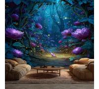 Enchanted Forest Wallpaper Mural, Magical Fantasy Floral Wall Mural, Non-Woven Print Photo Wallpaper for Bedroom Living Room Decor 150x105 cm - G76