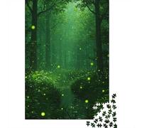 Enchanted Forest with Fireflies 1000 Piece Jigsaw Puzzle for Adults, 52x38cm/1000pcs, White Cardboard, Gift Idea for Puzzle Lovers And Evening Downtime