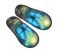 Enchanted Forests Butterfly A Pattern Fuzzy Slippers Comfy Home Slippers Non Slip Slipper For Indoor Winter Bathroom L
