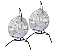 Enchanted Garden Egg Chair Pair by Raven - 2 Seats Grey Cushions