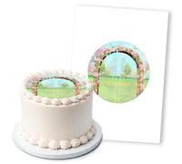 Enchanted Garden Gate With Roses, 1 Icing Sheet 5" Round Cake Topper