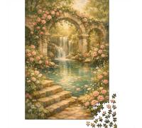 Enchanted Garden Waterfall Archway 1000-Piece Jigsaw Puzzle for Adults, 70x50cm/1000pcs, Low-dust White Cardboard Pieces; Screen-free Family Time at Home