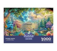 Enchanted Garden with Grand Mansion, Starry Sky 1000 Piece Jigsaw Puzzle Fantasy Architecture Recycled Cardboard, Great Gift for All Ages 52x38cm/1000pcs