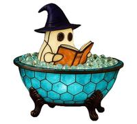 Enchanted Ghost Bubble Bath Night Light - Halloween Bathroom Decor with Floating Ghost, Kids Bedroom Lamp, Energy Class A LED, Premium Resin Gift for Home/Garden (18x16cm)