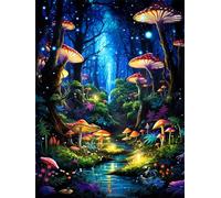 Enchanted Glow Forest Diamond Painting for Adults DIY Mushroom Diamond Art for Adult Beginners Mushroom Gem Painting Crafts for Adults Home Wall Decor 5D Gem Art Perfectly for Relaxation 12x16inch