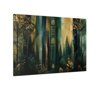 Enchanted Gold Forest Canvas Print - Living Room, Above Sofa, Teal & 48×32 inch (120×80 cm) - Horizontal / 1.25 inch (3 cm)