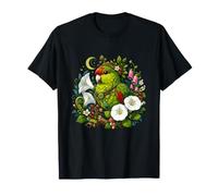 Enchanted Green Parrot Floral Forest Moon T-Shirt